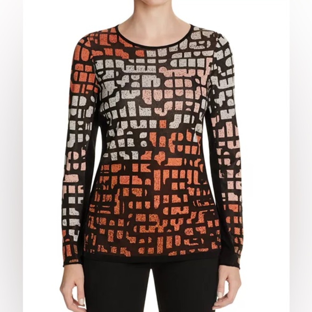 New Nic+Zoe New Geometric Abstract Print Knit Sweater Long Sleeve NWOT